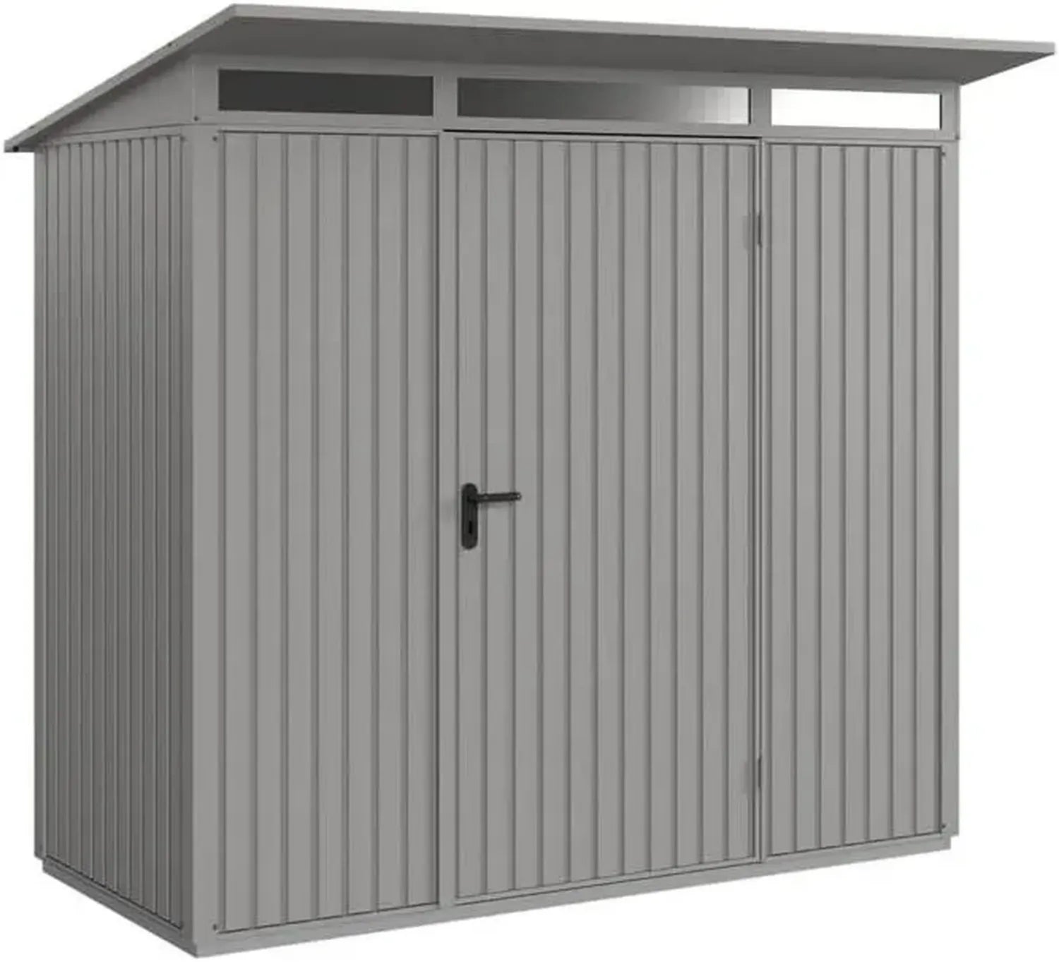 Gerätehaus mit Pultdach, einflügelig, in 5 Farben und 3 Größen, inklusive Aluminium-Bodenrahmen, hohe Stabilität und einfache Montage