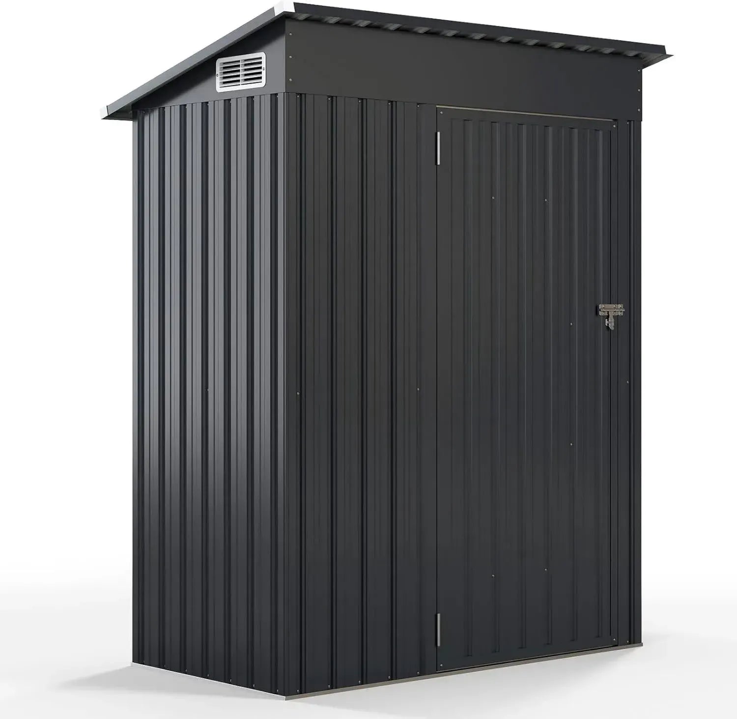 Metall Gerätehaus für Garten, 150 x 90,5 x 185 cm, Pultdach & abschließbare Tür, in Dunkelgrau