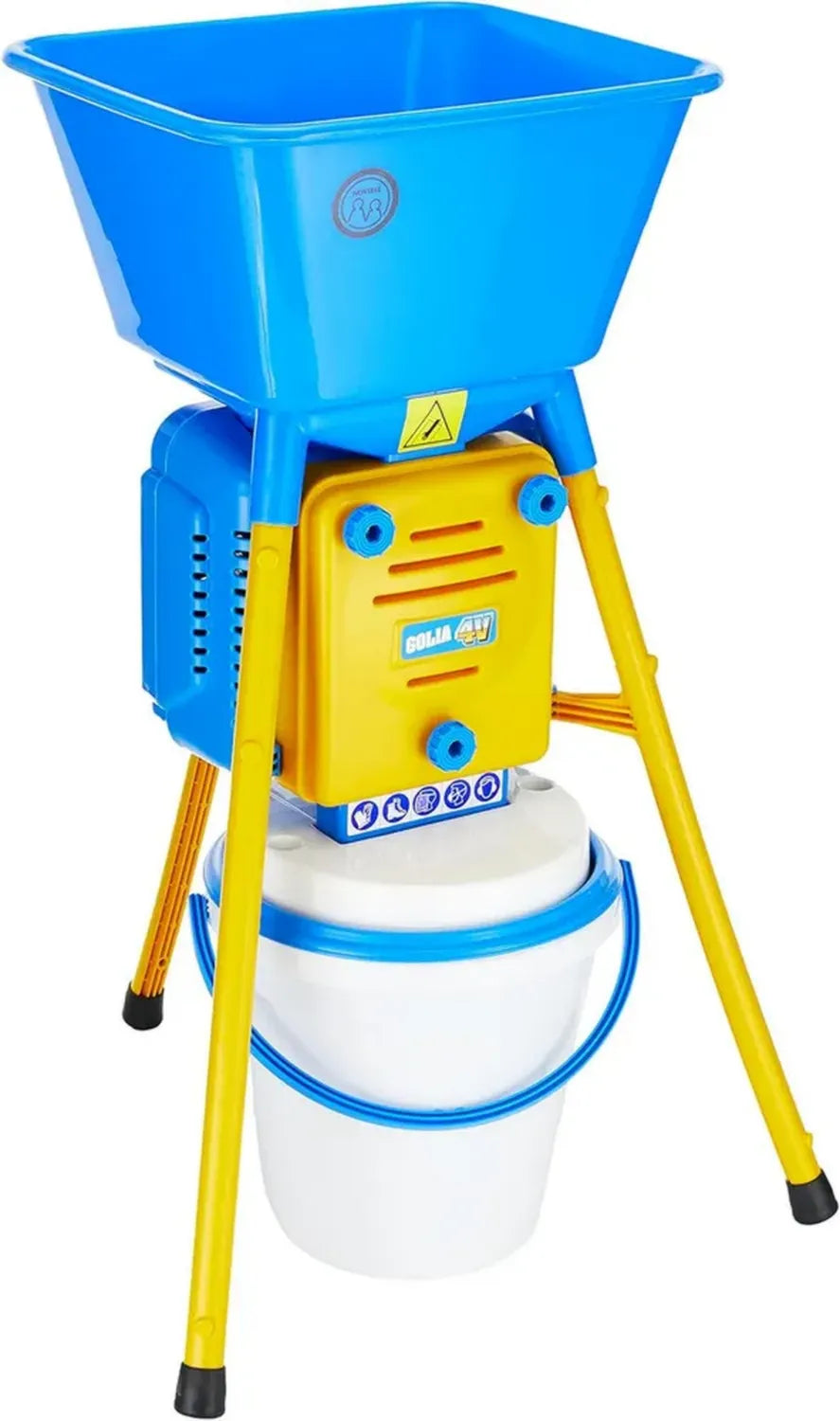 Elektrische Getreidemühle mit Vier Sieben und Staubschutzeimer - Blau/Gelb