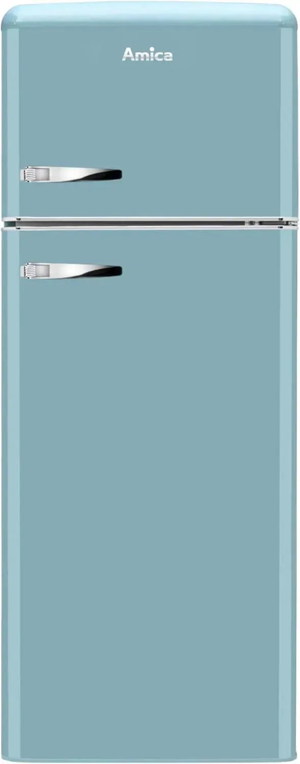 Amica Retro Kühl-Gefrierkombination, Türkis, 144 cm hoch, Retro-Design